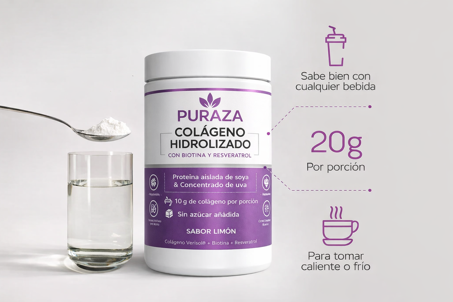 Colágeno Hidrolizado PURAZA™ con Biotina y Resveratrol